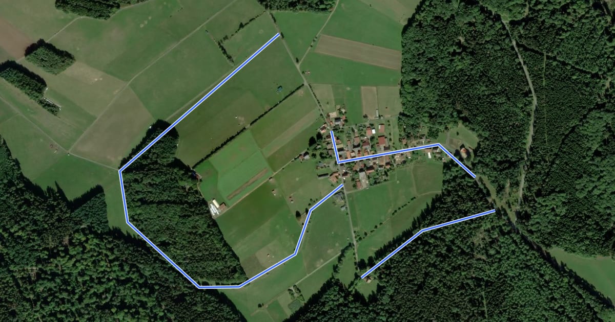 Маршрут Blauer Schmetterling, Rundweg Mosborn на спутниковом снимке