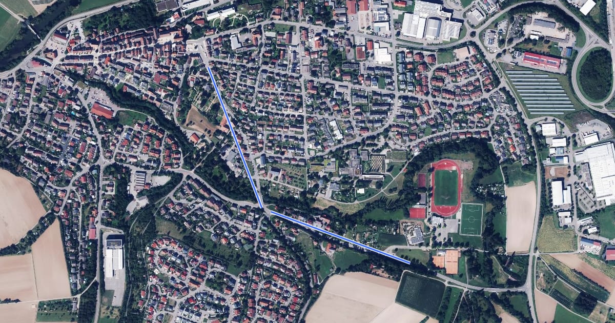 Маршрут Blauer Strich, Neuenstadt - Cleversulzbach - Bitzfeld на спутниковом снимке
