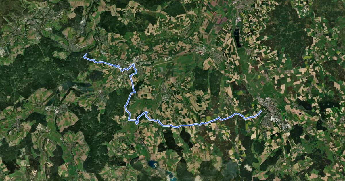 Маршрут blaues Dreieck Bad Saulgau - Mengen на спутниковом снимке