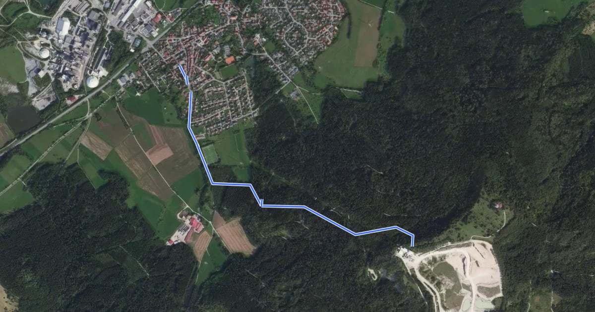 Маршрут blaues Dreieck Dotternhausen - Steinbruch HW1 на спутниковом снимке