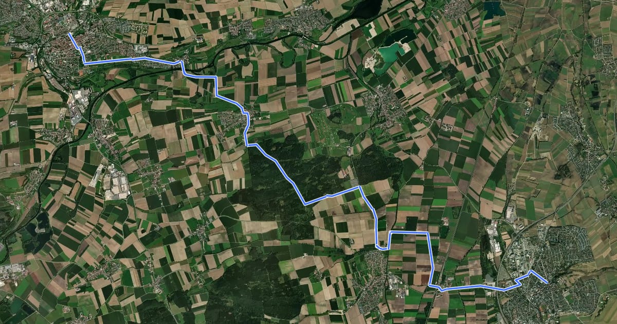 Маршрут blaues Dreieck Ehingen Laupheim на спутниковом снимке