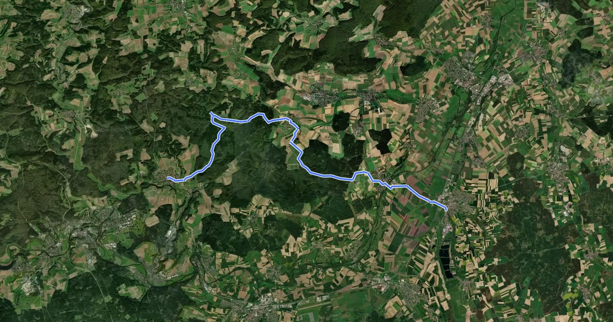 Маршрут blaues Dreieck Ertingen - Bingen на спутниковом снимке