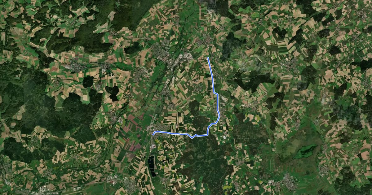 Маршрут blaues Dreieck Ertingen - Göffingen на спутниковом снимке