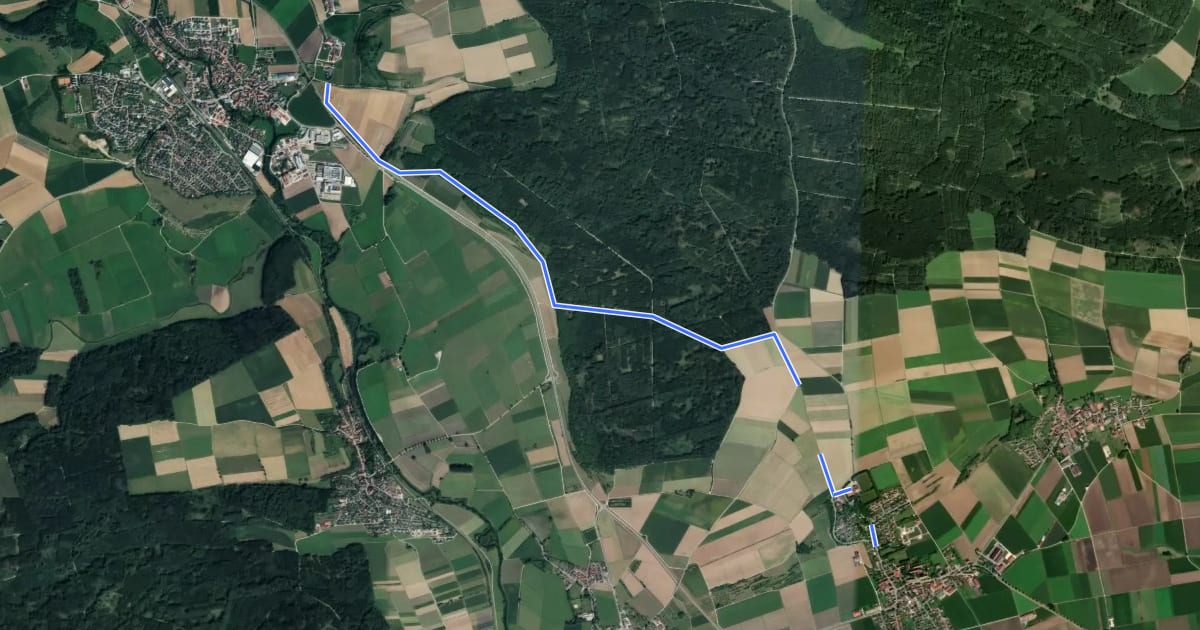Маршрут blaues Dreieck Hermaringen - Medlingen на спутниковом снимке