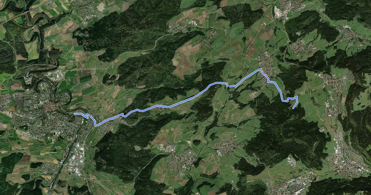 Маршрут blaues Dreieck Hohenberg - Rottweil на спутниковом снимке