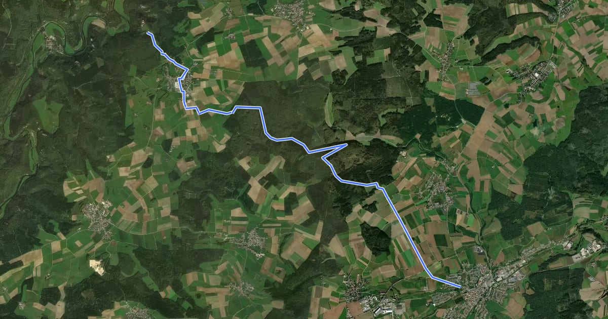 Маршрут blaues Dreieck Leibertingen - Messkirch на спутниковом снимке