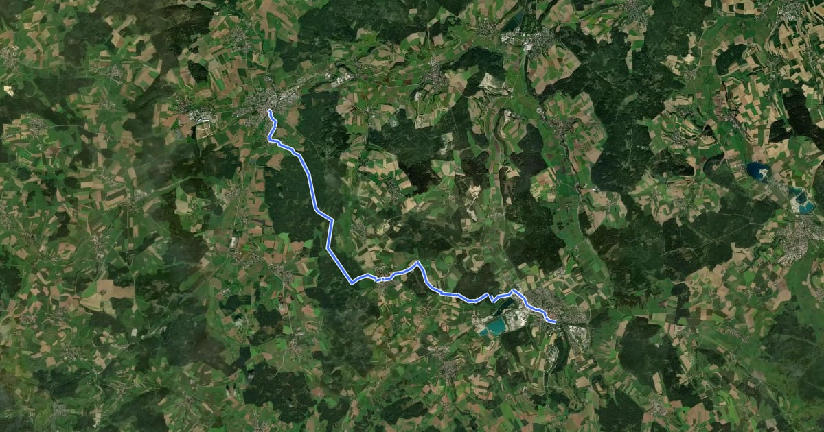 Маршрут blaues Dreieck Messkirch - Pfullendorf на спутниковом снимке