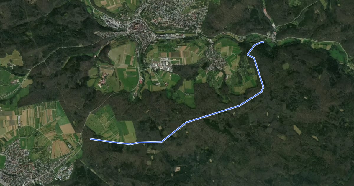 Маршрут Blaues Hufeisen Keltische Viereckschanze (Dettenhausen) - Burkhardtsmühle на спутниковом снимке