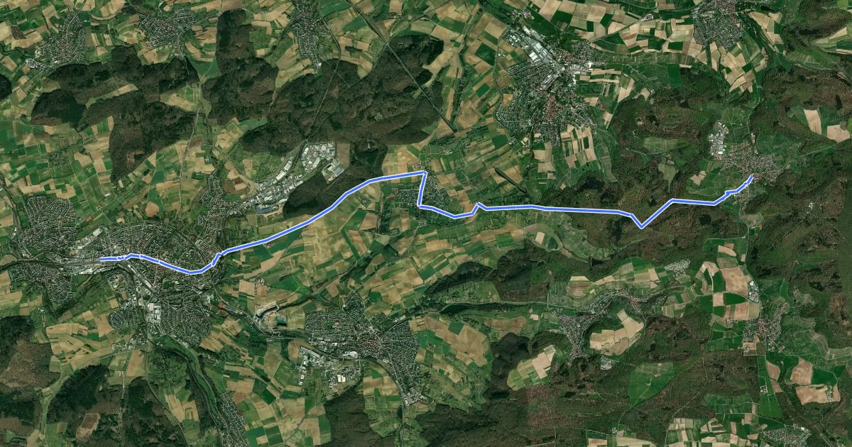 Маршрут Blaues Kreuz, Bretten - Sternenfels на спутниковом снимке