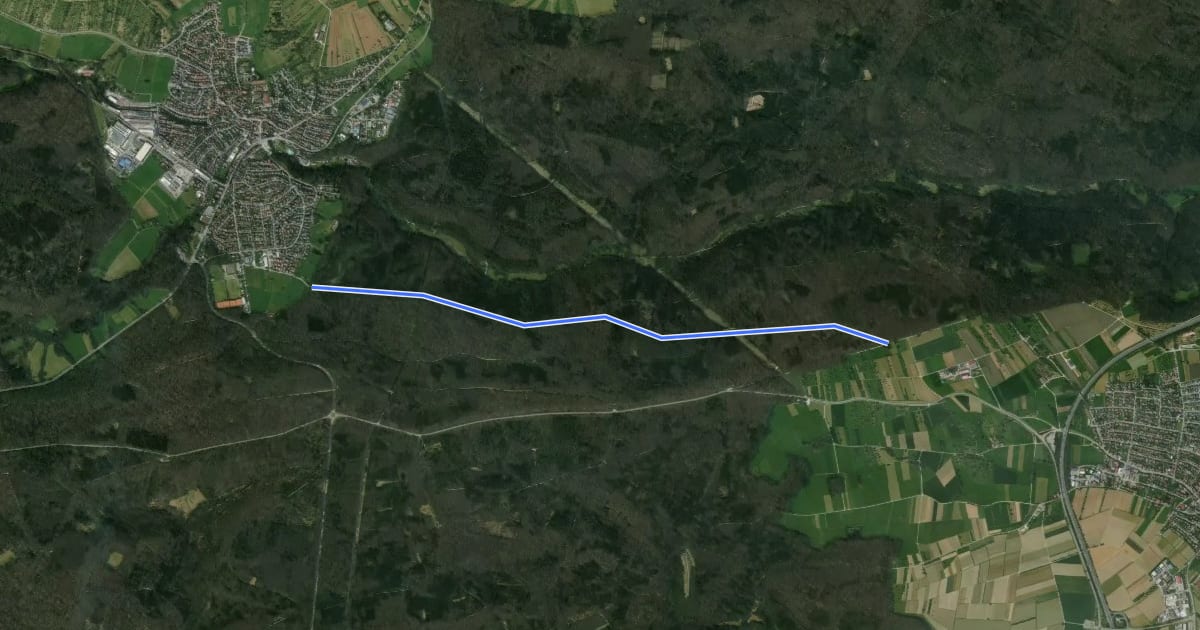 Маршрут blaues Kreuz Dettenhausen - Walddorf на спутниковом снимке