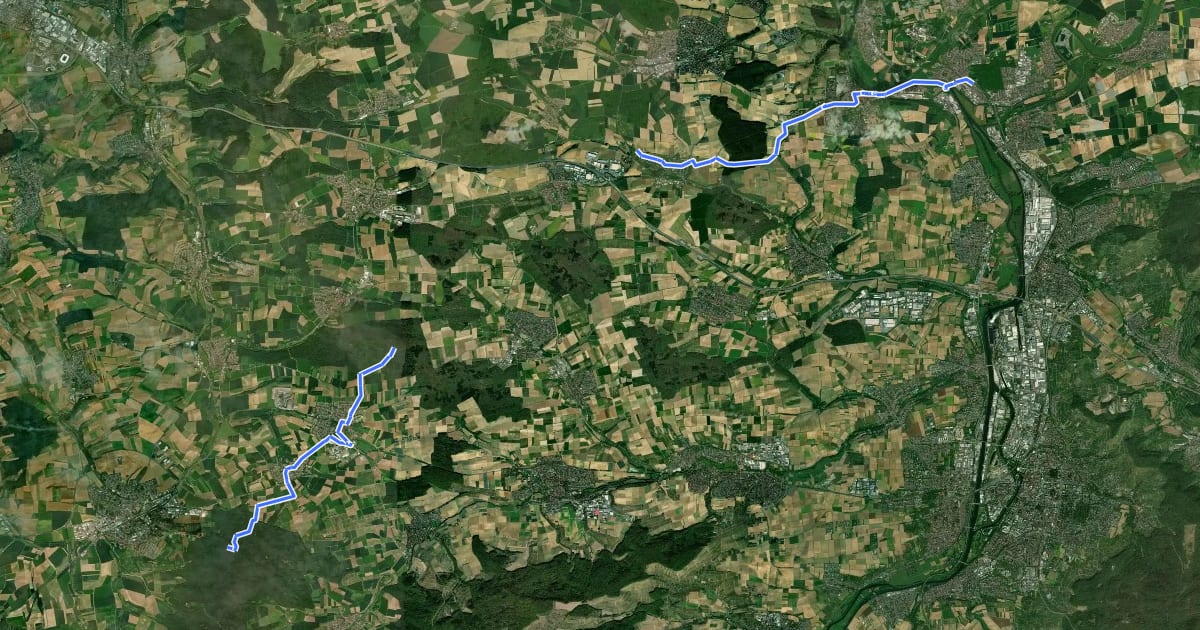 Маршрут Blaues Kreuz, Eppingen - Schwaigern на спутниковом снимке