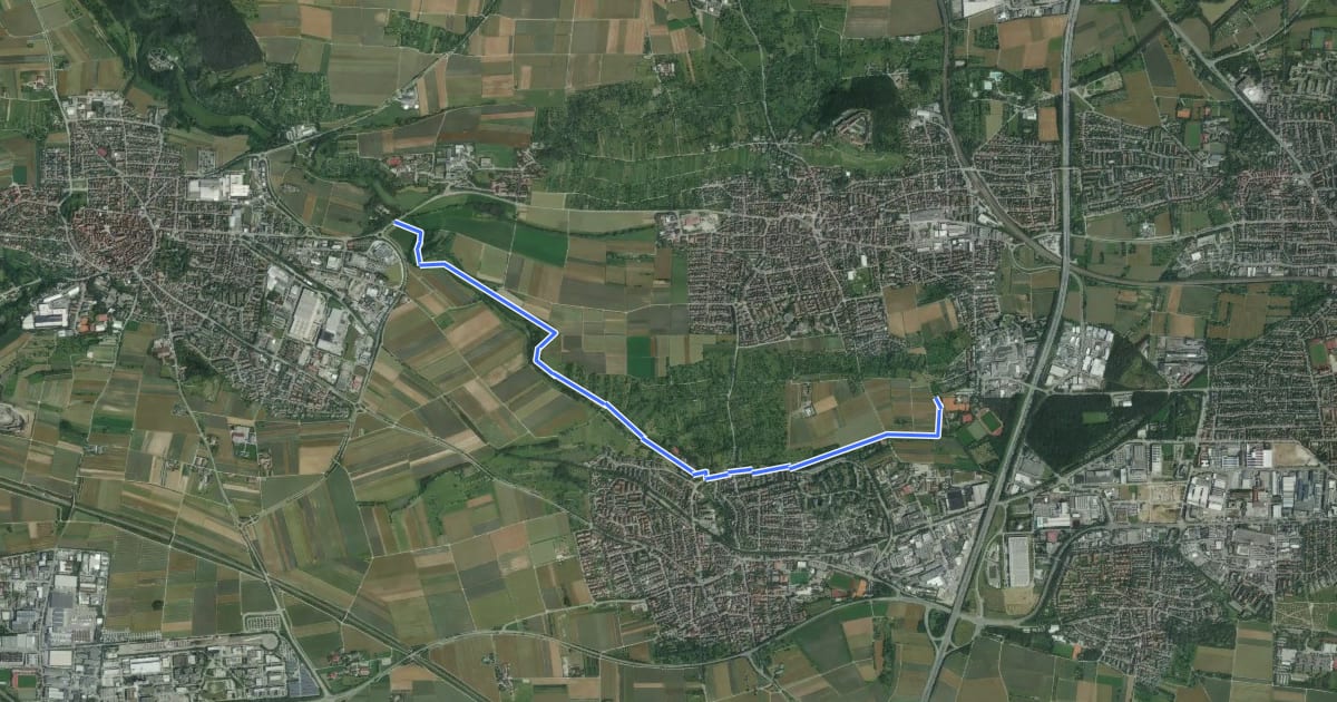 Маршрут blaues Kreuz Markgröningen - Osterholz на спутниковом снимке