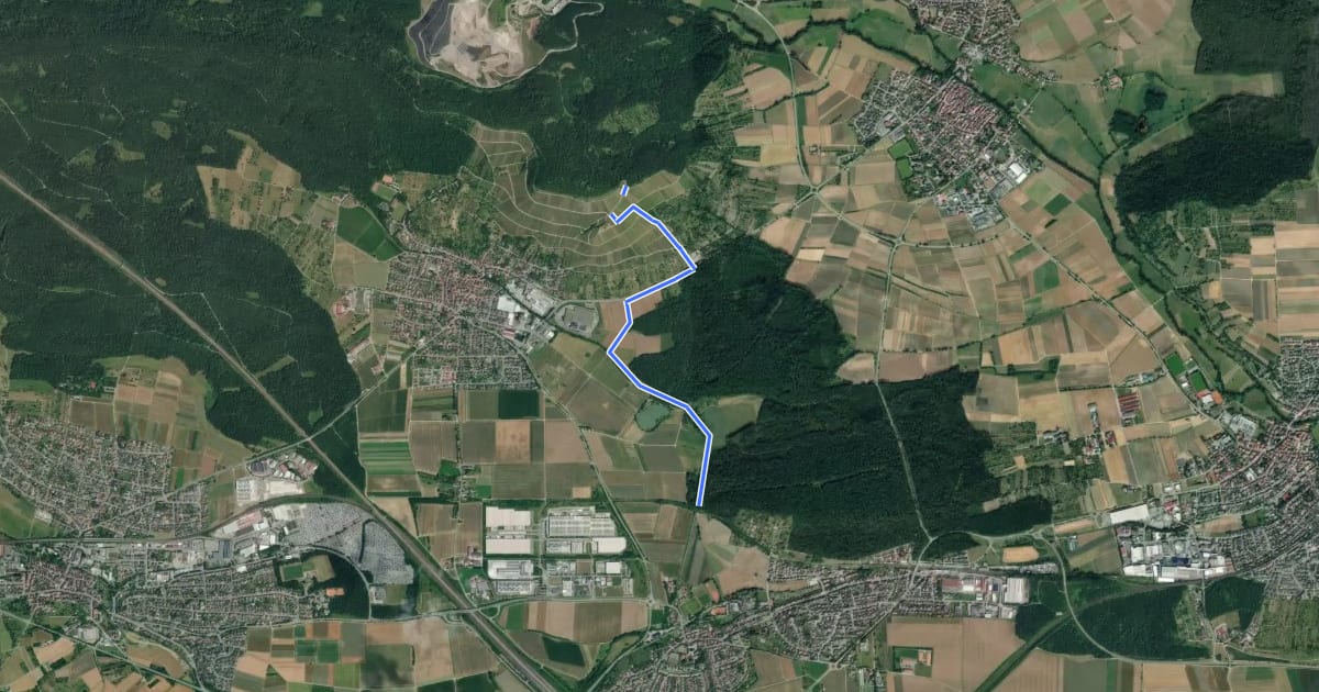 Маршрут blaues Minus Ensinger See - Eselsberg на спутниковом снимке