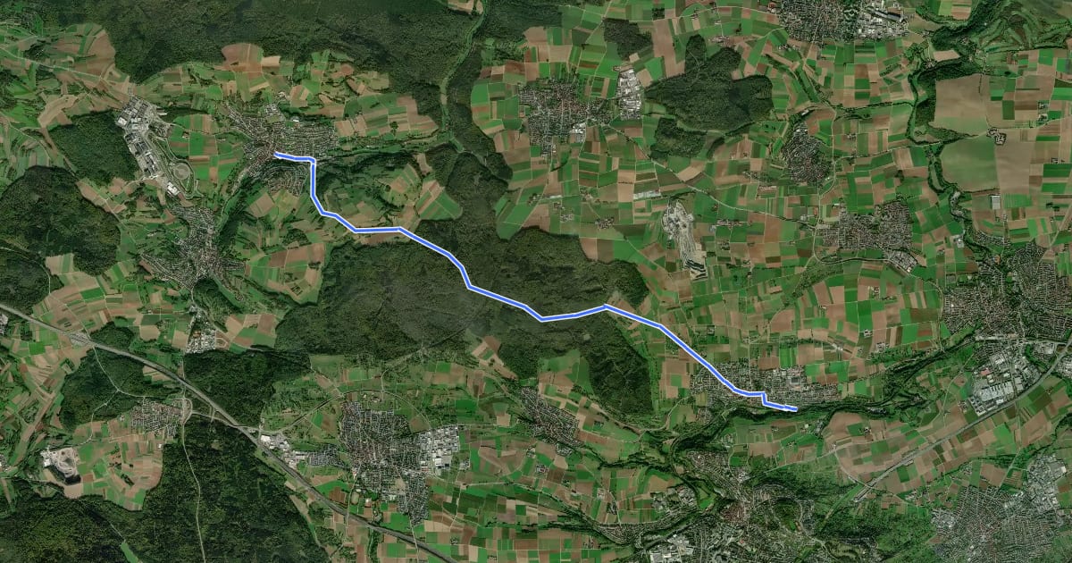 Маршрут blaues MInus Höfingen Bahnhof - Weissach на спутниковом снимке