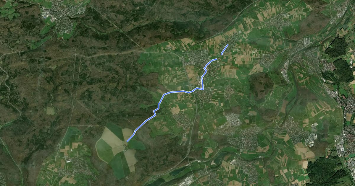 Маршрут blaues Minus - Häslach - Walddorf - Gniebel - Einsiedel на спутниковом снимке