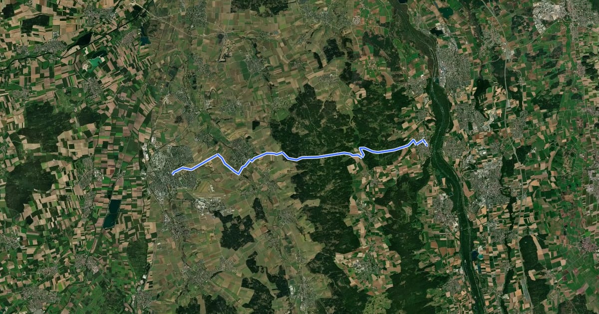 Маршрут blaues Minus Laupheim - Burgrieden - Reglisweiler на спутниковом снимке