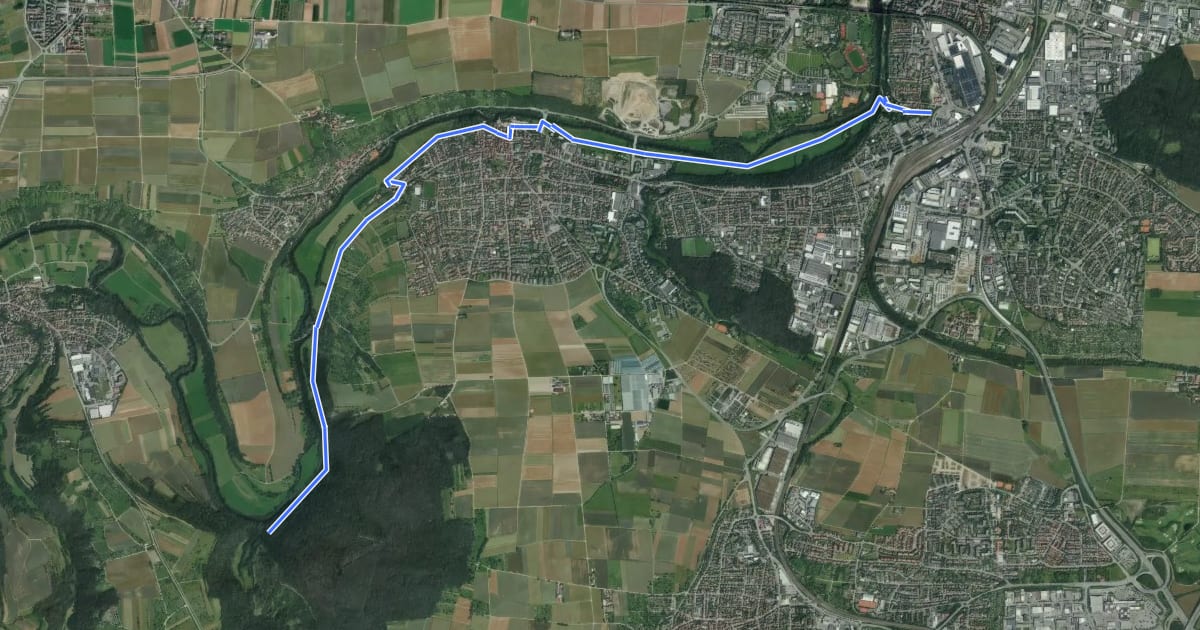 Маршрут Blaues Minus Leudelsbachtal - Bissingen на спутниковом снимке