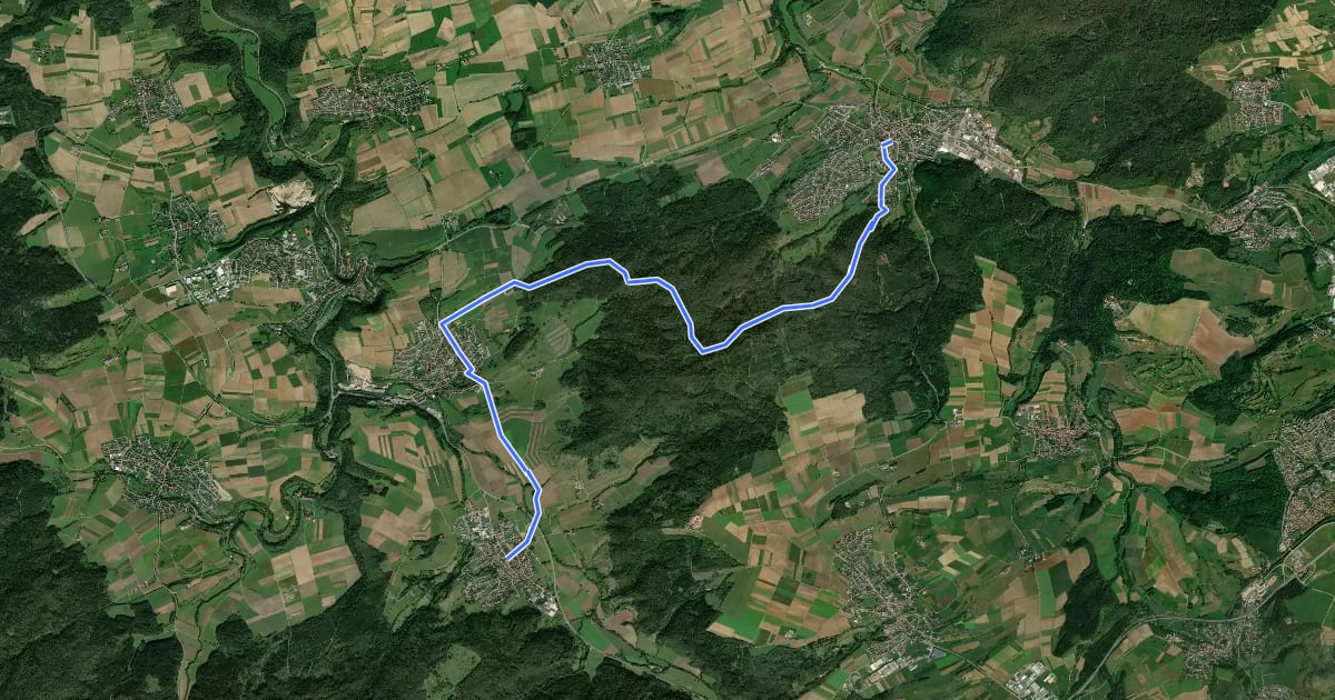 Маршрут blaues Minus Owingen - Stetten - Rangendingen на спутниковом снимке