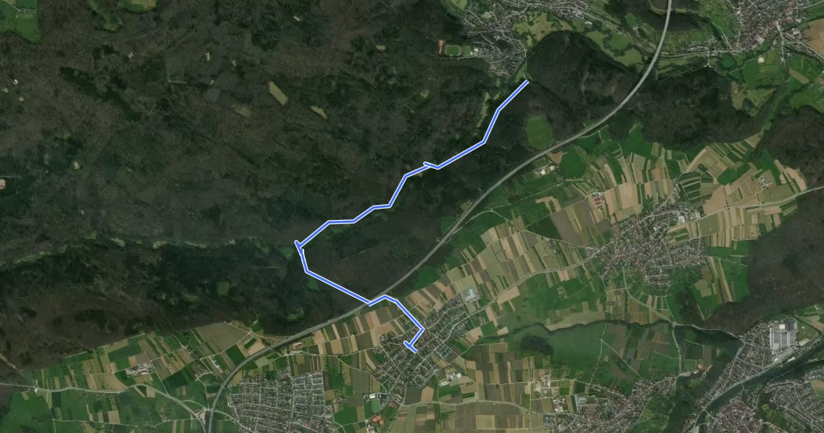 Маршрут blaues Minus - Parkplatz Schaichtal - Heilbrunnen - Häslach на спутниковом снимке