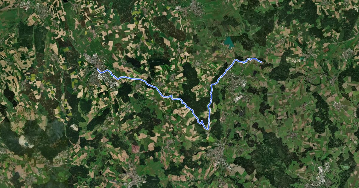 Маршрут blaues MInus Saulgau - Atzenberg - Dunzenhausen на спутниковом снимке