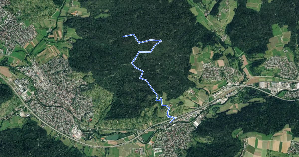 Маршрут blaues Minus Waldhausen - Hohbergkopf на спутниковом снимке