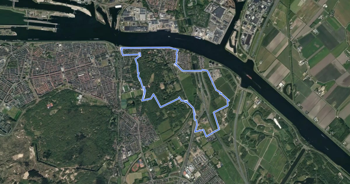Маршрут Blauwe route на спутниковом снимке