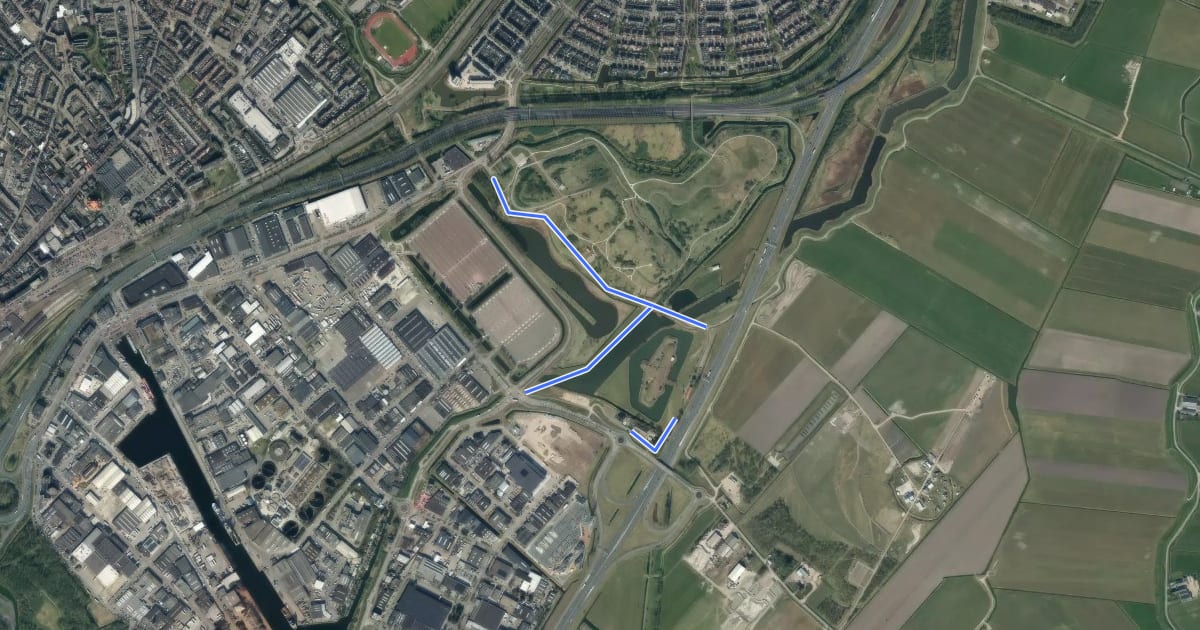 Маршрут Blauwe route на спутниковом снимке