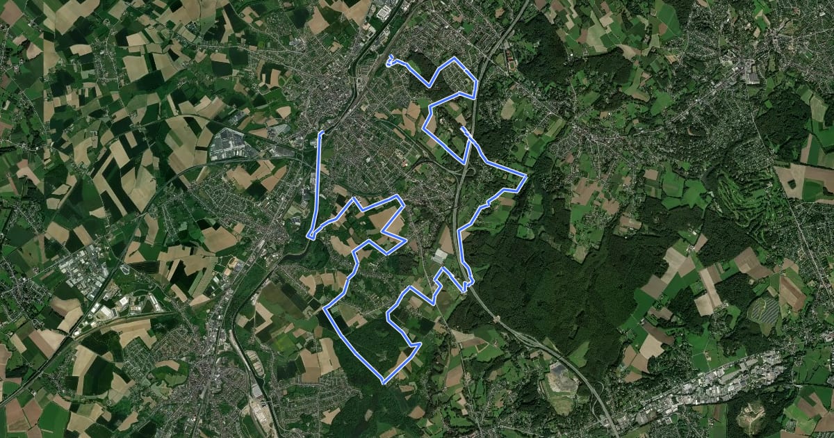 Маршрут Blauwe route Halle на спутниковом снимке