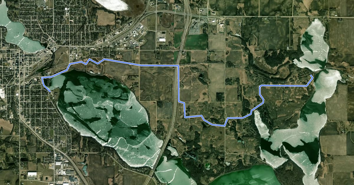 Маршрут Blazing Star State Trail на спутниковом снимке