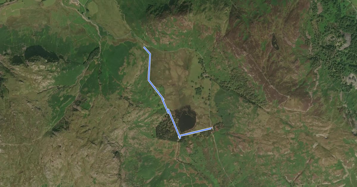 Маршрут Blea Tarn Trail, Grasmere Great Langdale на спутниковом снимке