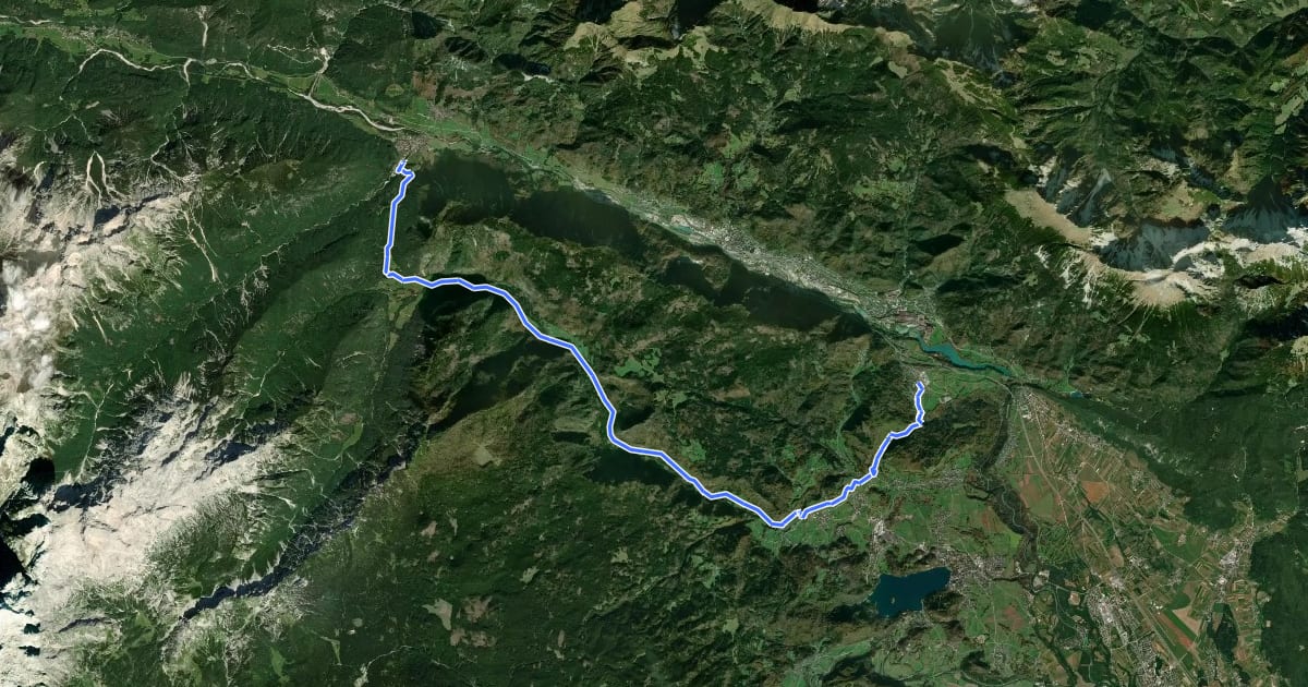 Маршрут Blejska Dobrava-Zg. Radovna-Mojstrana на спутниковом снимке