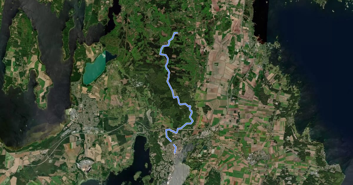 Маршрут Blekingeleden Etapp 1: Sölvesborg–Grundsjön на спутниковом снимке