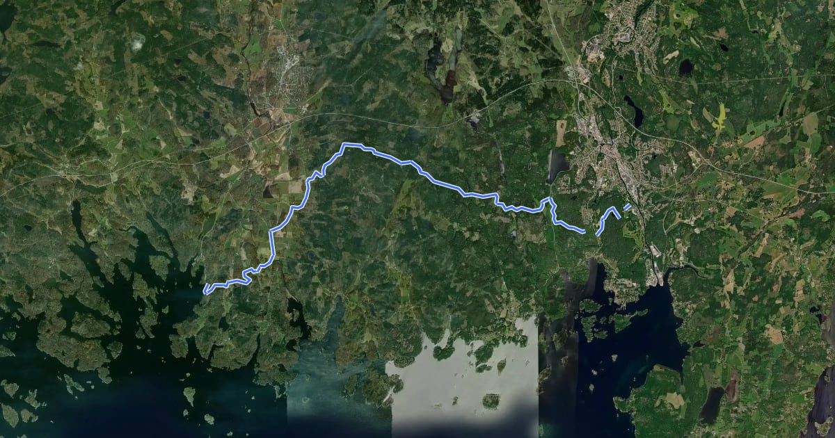 Маршрут Blekingeleden Etapp 9: Järnavik–Ronneby Brunn на спутниковом снимке