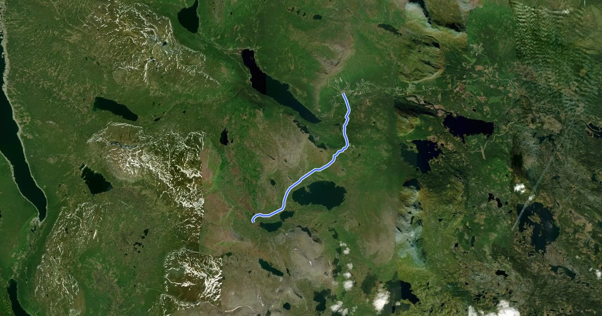 Маршрут Blerikstugan - Kittelfjäll на спутниковом снимке