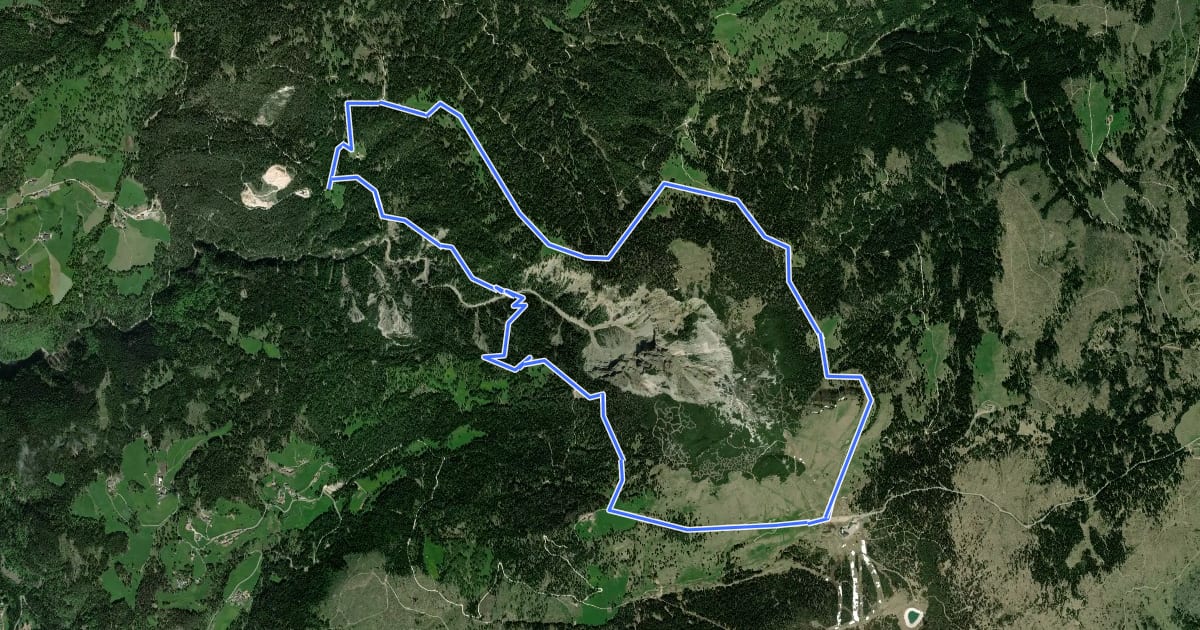 Маршрут Bletterbachrunde на спутниковом снимке