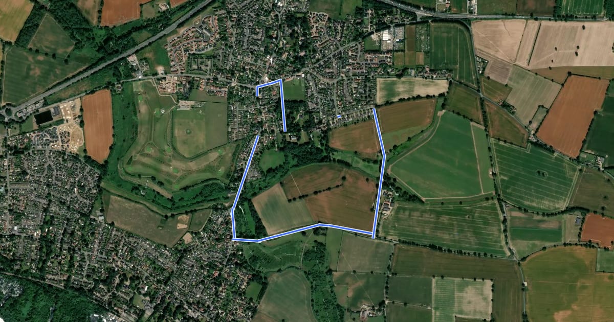 Маршрут Blofield Heritage Walk на спутниковом снимке