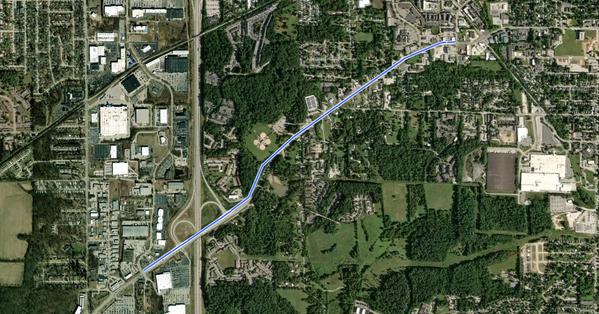Маршрут Bloomfield Road Sidepath на спутниковом снимке