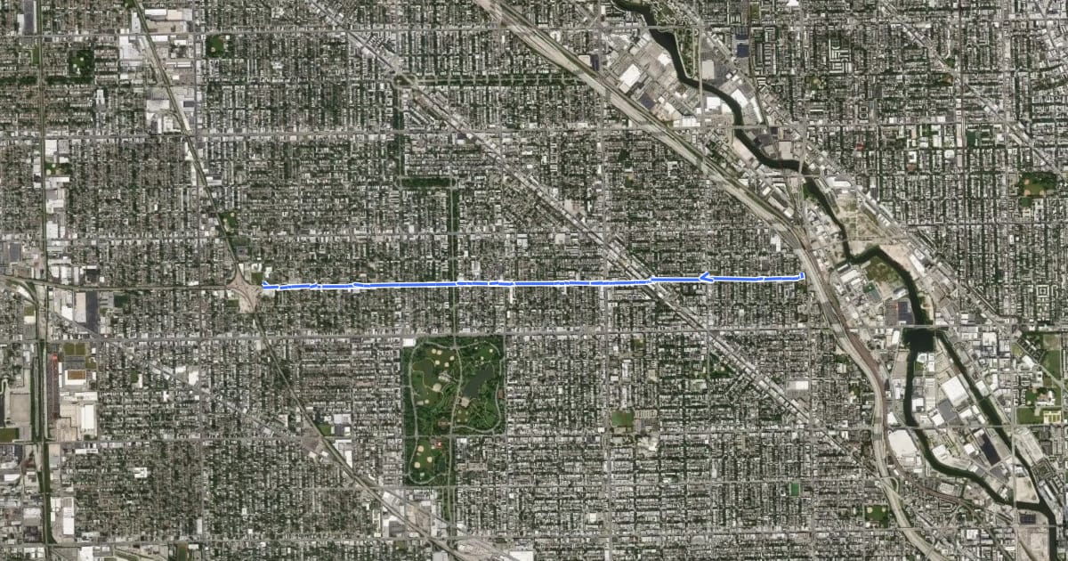 Маршрут Bloomingdale Trail на спутниковом снимке