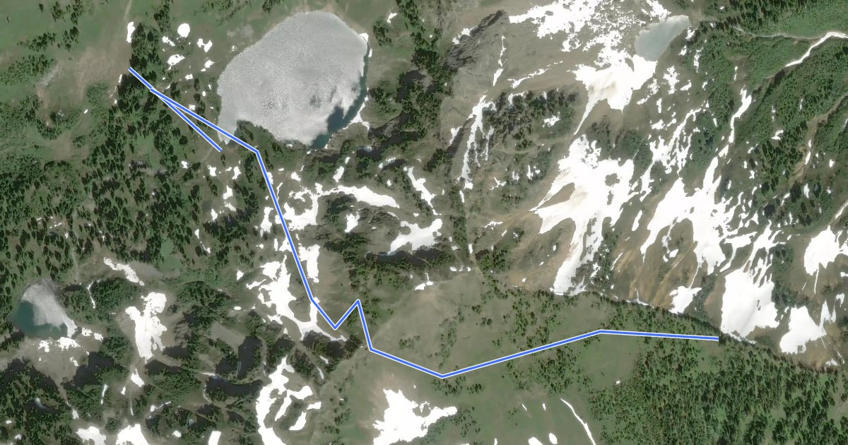 Маршрут Blue Lake High Trail на спутниковом снимке