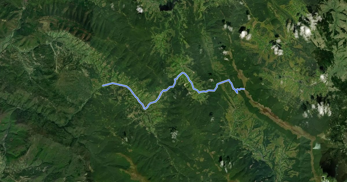 Маршрут Blue mark (Ljuta - Tychyj - Ridge of Pikuj) на спутниковом снимке