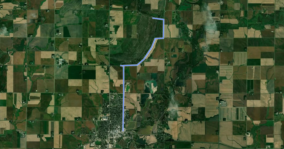 Маршрут Blue Mounds Biking & Hiking Trail на спутниковом снимке