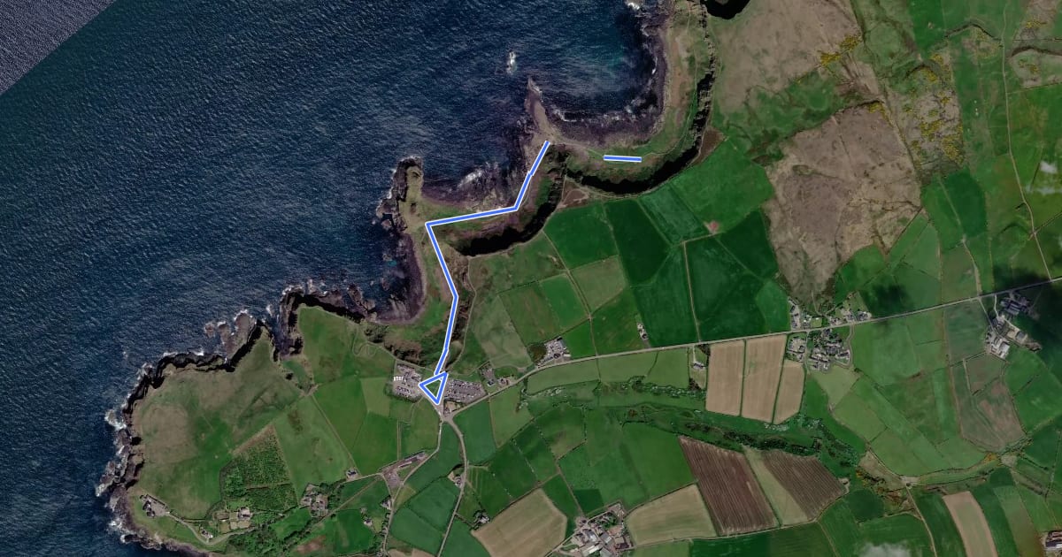 Маршрут Blue Trail, Giant's Causeway на спутниковом снимке