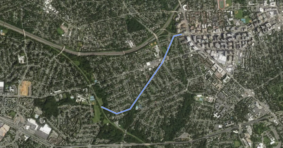 Маршрут Bluemont Junction Trail на спутниковом снимке