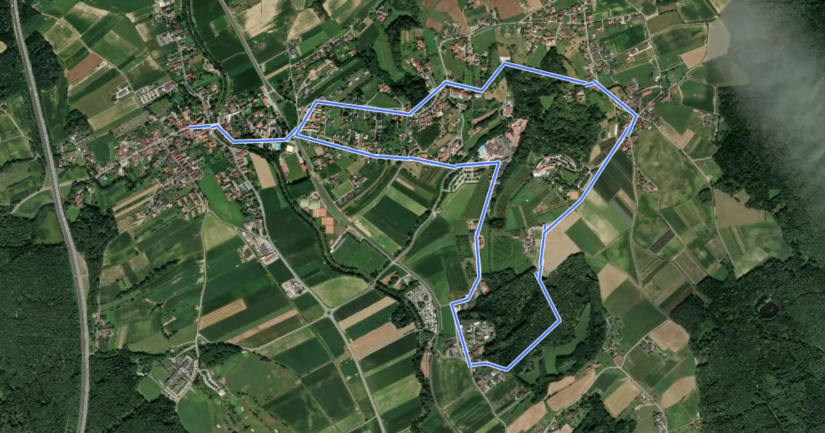 Маршрут Blumenwanderweg (W2) на спутниковом снимке