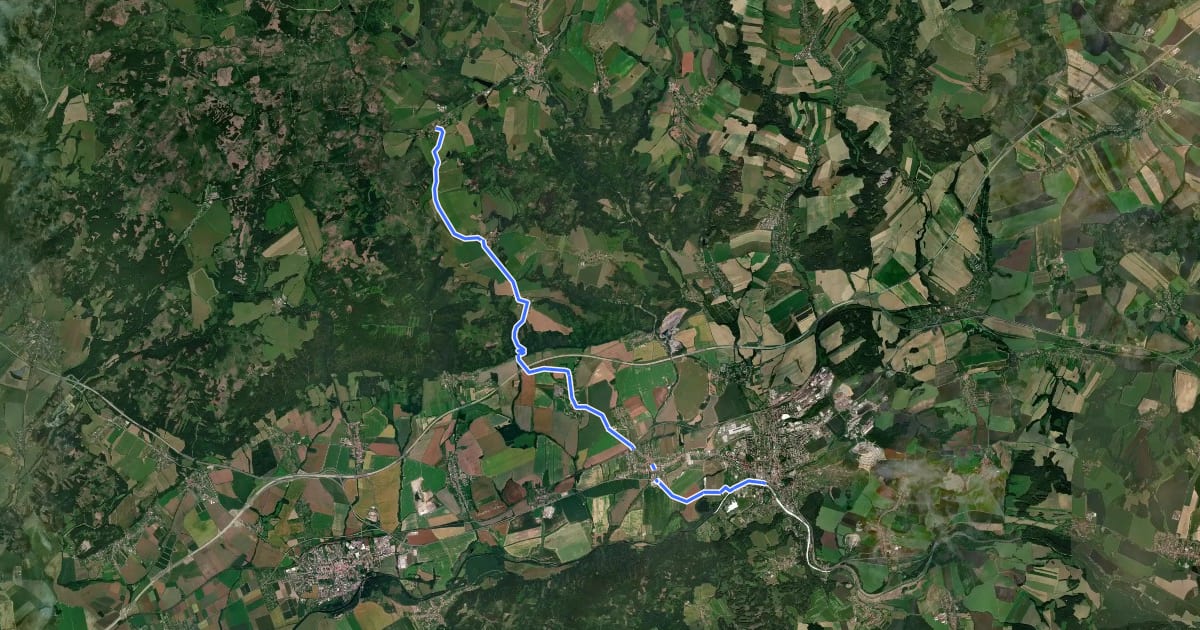Маршрут Boškov - Hranice, most на спутниковом снимке