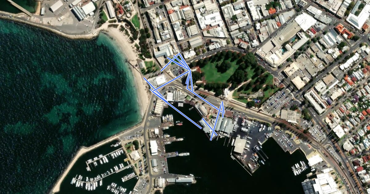 Маршрут Boardwalks and Brewery Loop на спутниковом снимке