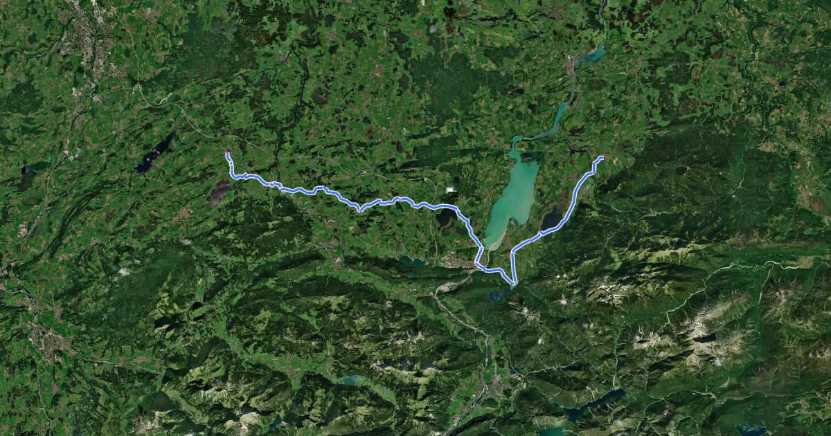 Маршрут Bodensee-Königssee-Radweg: Allgäu Schlosspark на спутниковом снимке