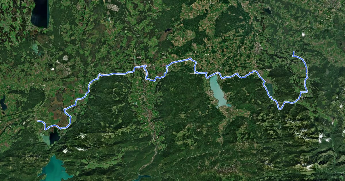 Маршрут Bodensee-Königssee-Radweg: Alpenregion Tegernsee Schliersee на спутниковом снимке