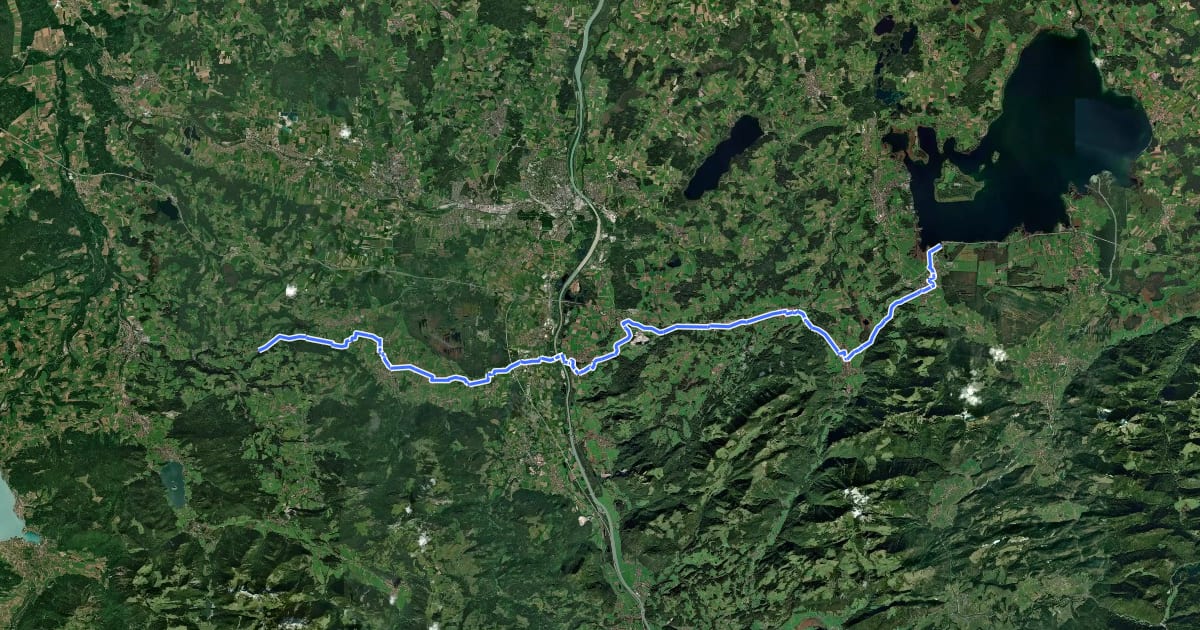 Маршрут Bodensee-Königssee-Radweg: Chiemsee-Alpenland на спутниковом снимке