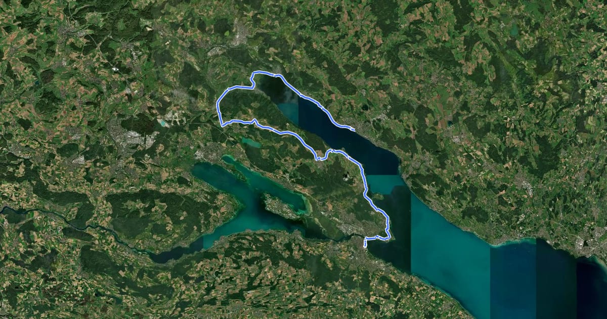 Маршрут Bodensee-Radweg на спутниковом снимке